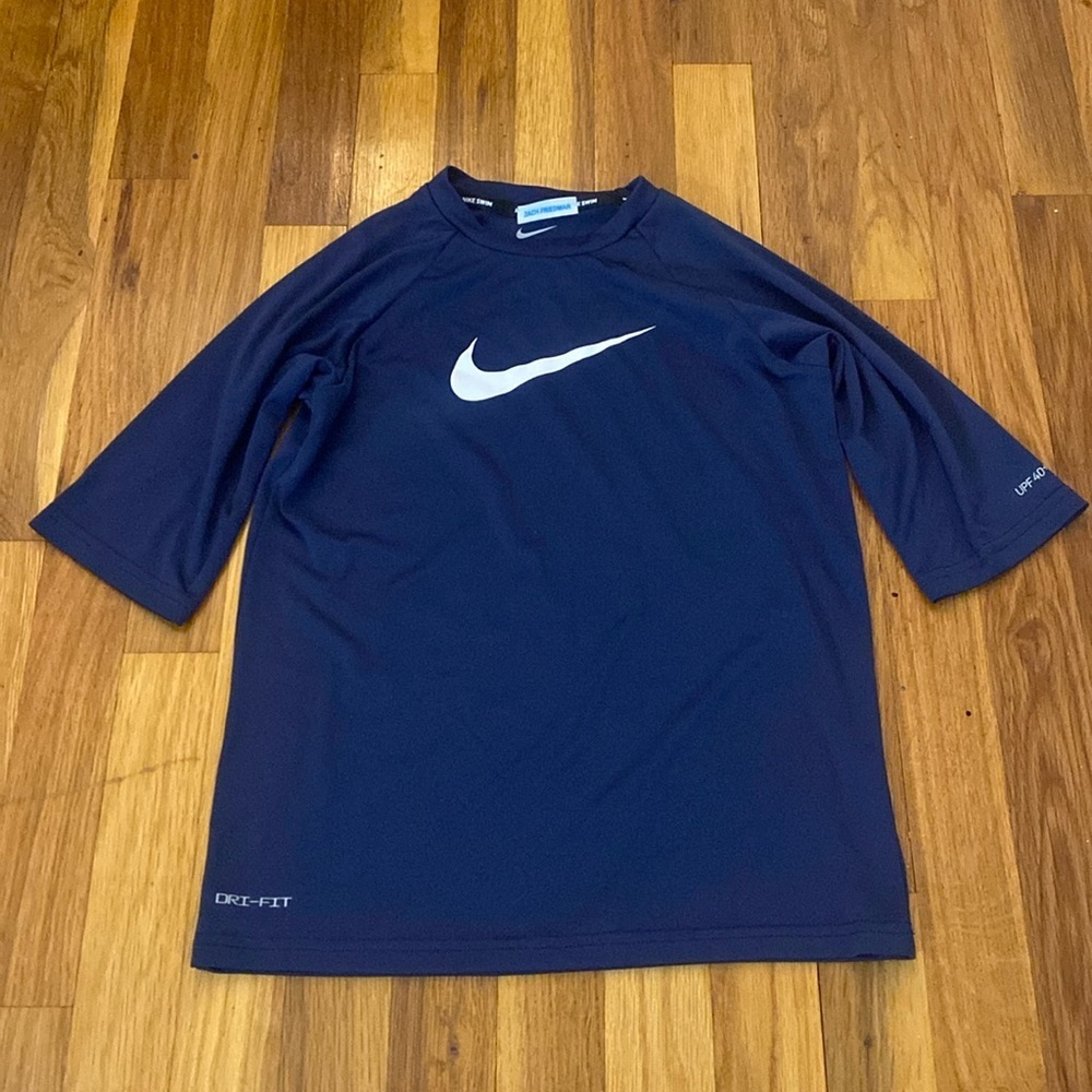 Nike Boys Navy Swim Short Sleeve Shirt Size M